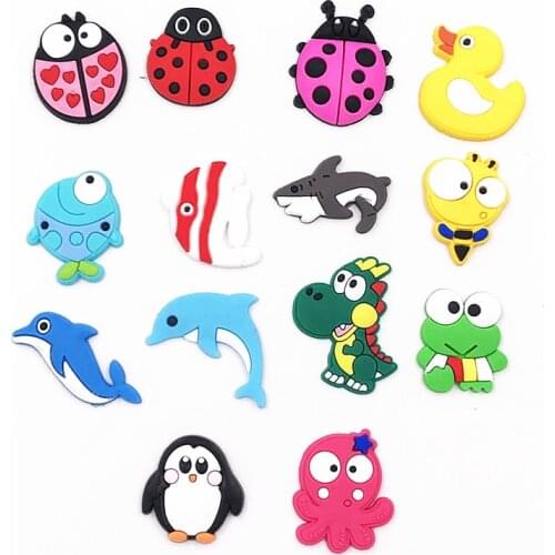 1PCS Cartoon Duck Beetle Bee Shark Icon PVC Flat Back Animal Accessories Crafts DIY Gadgets Trinkets for Phone Case Badges