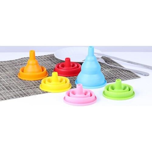 1Pcs Silicone Folding Funnels Kitchen Tools Kitchen Accessory Foldable Funnel Mini Silicone Collapsible Portable Funnel