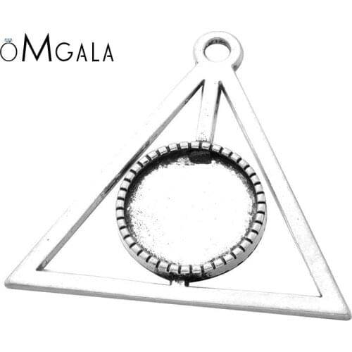10pcs 16mm Inner Size Antique Bronze Silver Plated Triangle Style Cabochon Base Cameo Setting Charms Pendant