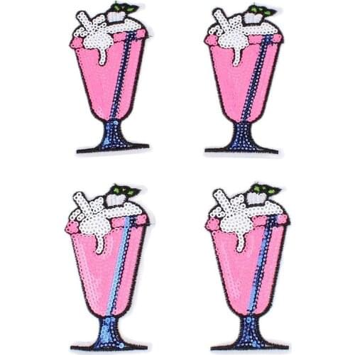 10pcs/lot Cartoon Iron On Ice Cream Patch Embroidered Drinks Stickers Sewing Garments Fabric Appliques DIY Jeans Coats Bags Hats