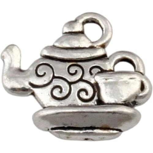 100pcs Zinc alloy metal Double-sided Teapot Charm Pendants 14x15 mm DIY Jewelry A-135