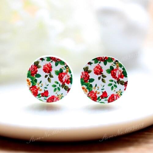 16mm Flower Round High Quality Photo Wood Laser Cut Cabochon to make Rings, Earrings,Bobby pin,Necklaces, Bracelets-(WEH-78)