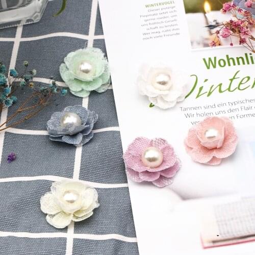6pcs Pearl Flowers Lace Dress Decoration Lace Fabric Applique Trimming Sewing Supplies DIY Sewing Craft For Cloth Hat Shoes