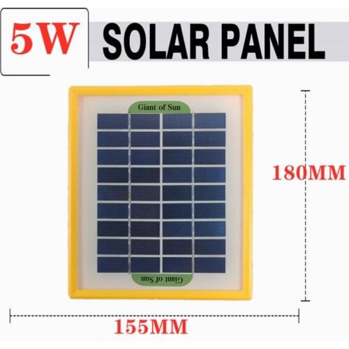 6V 2A 5W Solar Panel Wired Polycrystalline Silicon Solar Panel IP67 Water-proof Solar Cell Board For Lighting Lamp