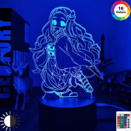 Anime Led Light Kimetsu No Yaiba Nezuko Kamado for Bedroom Decoration Night Light Gift Manga 3d Lamp Demon Slayer Room Decor