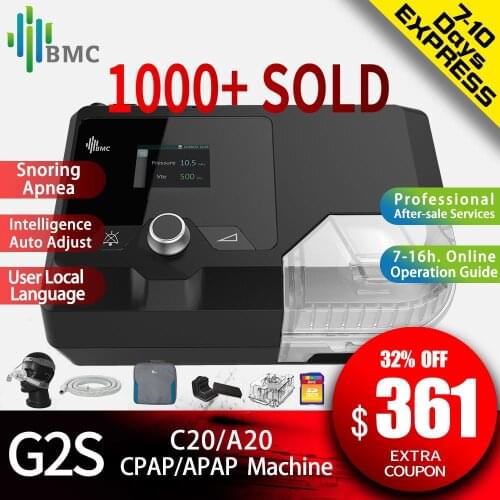 BMC CPAP Auto CPAP G2S C20/A20 Homeuse Medical Equipment for Sleep Snoring Apnea Anti-snoring with NM4 Mask and Humidifier
