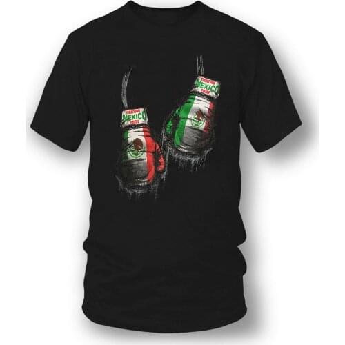 Mexico Boxing Shirt Mexican Flag Boxing Gloves Cotton Round Neck Short Sleeve T Shirt Mexican Pride-Wicked Metal