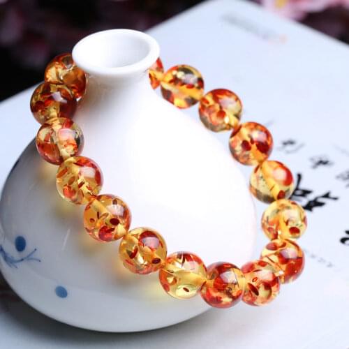 Amber Beeswax Flower-pearl Bracelet Bracelet 14mm Fashion New Mens and Womens Gifts