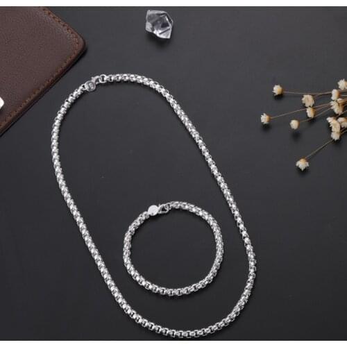 Fashion classic 5MM box chain fashion 925 Sterling Silver Bracelet necklace Jewelry sets for women men fine Party Gifts wedding