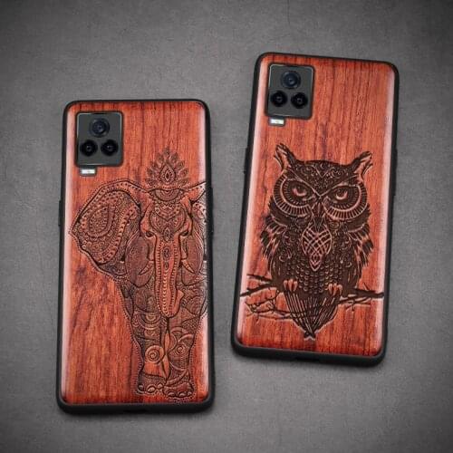 Carveit Wooden Case For VIVO iQOO 7 Wood Covers TPU Soft-Edge Shell Luxury Silicone Phones 3D Carved Accessories Protective Hull