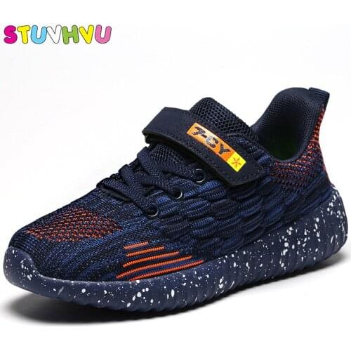 Childrens Shoes Breathable Flying Woven Boys Sports Shoes Non-slip Mesh Kids Sneakers School Casual Running Shoes Boys Sneakers