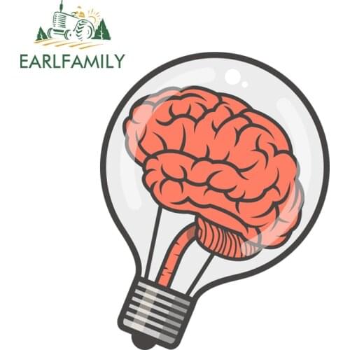 EARLFAMILY 13cm x 10cm Cartoon Brain Bulb Vinyl Decal DIY Car Sticker Rear Windshield Car Decoration Funny Car Styling
