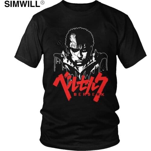 Berserk Gattsu Tshirt Cool Summer Soft Cotton T Shirt Mens Short Sleeved O-neck Anime Manga Byronic Hero Guts Tee Tops Gift