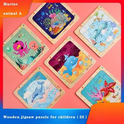 Toy Woo Intelligence Kids Toy Wooden Puzzle for Children Baby Cartoon 25 Pieces Puzzle Educational Learning Toys