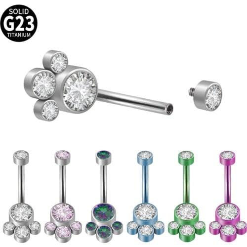 1PC G23 Solid Titanium Belly Button Rings Internally Threaded Navel Curves Barbell Navel Piercing Rings 14G Belly Piercings