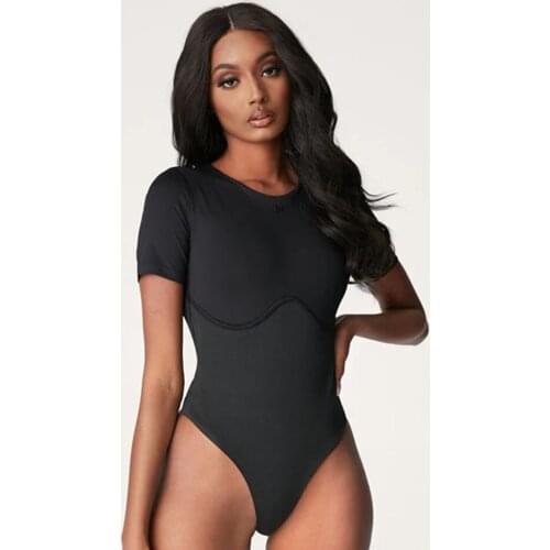 Sexy Bodysuit Women Sweet Vintage Solid Color Short Sleeve Collar Thin Slim Tight Sexy Casual Keep Warm Overalls Jumpsuit Women