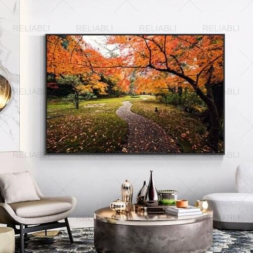 Forest Road Autumn Tree Canvas Painting Modern Landscape Posters and Prints Decorative Pictures for Living Room Gallery Poster