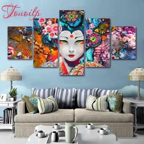 5D DIY Full Square&round 5pcs Japanese girl 5d Diamond Painting Combination diamond Embroidery Mosaic Home Decor painting