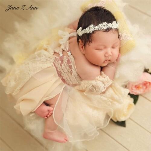 Jane Z Ann Newborn photography outfits lace princess dress baby girl photo clothing headband+dress studio shooting idea