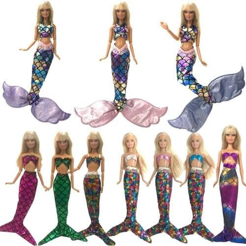 NK 1 Pcs Doll Mermaid Tail Dress Fashion Cosplay Outfit Similar Fairy Tale Party Clothes For Barbie Doll Baby DIY Toys JJ 8X