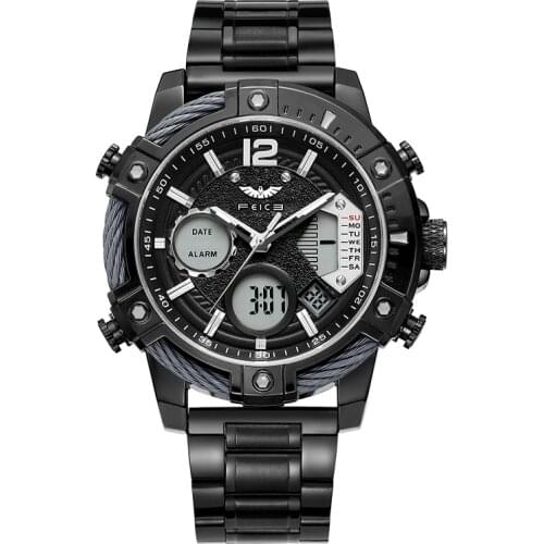 FEICE New Sports Men Quartz Watch Multifunctional Stainless Steel Waterproof Luxury Casual Luminescent Watch часы мужские FK038A