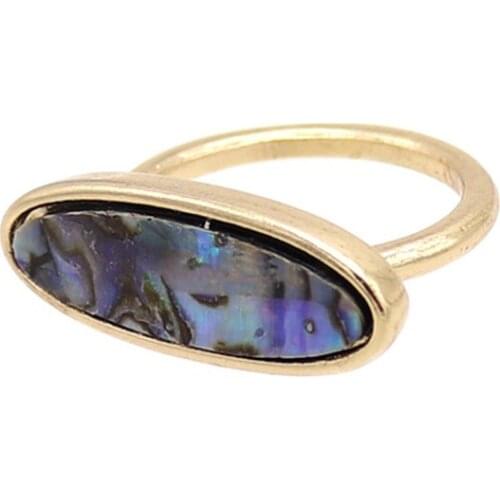 Oval Abalone Shell Rings Fashion Inner Dia 1.7cm Gold Color Brincos Pendientes Jewelry for Women