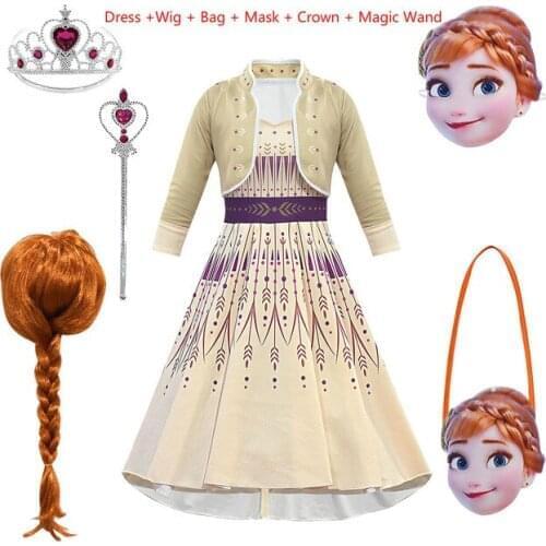 Girls elsa dress snow Queen 2 costumes for kids anna cosplay princess dresses Childrens day Halloween xmas Birthday Clothes
