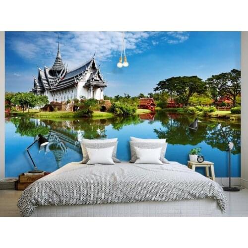 Custom natural wallpaper, Thai temple landscape murals for living room bedroom sofa background wall decorative wallpaper