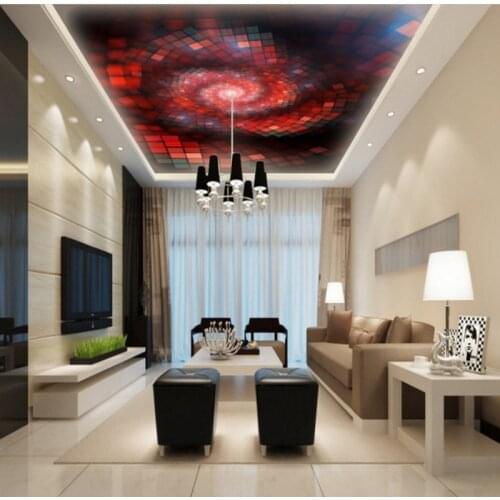 Drop Shipping 3D Custom Photo Wallpaper Colorful Plaid Spiral Smallpox Ceiling Wallpaper Living Room Decoration Custom Murals