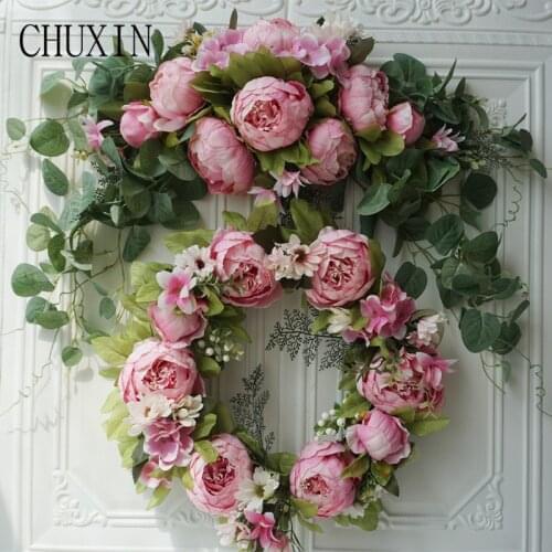 Wedding Flower Wreath Door Lintel Ornament Rose Peony Artificial Flower Garland Silk Rose Home Decor Wedding Decoration