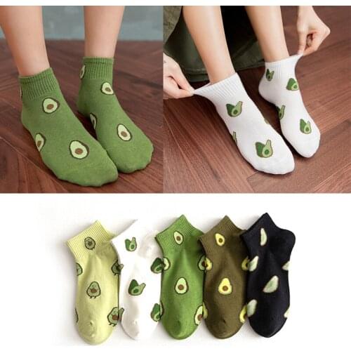 Cute Fruit Print Funny Socks Cotton Short Socks for Women Girls Avocado Banana Lemon Peach Ankle Socks Calcetines Female Sock