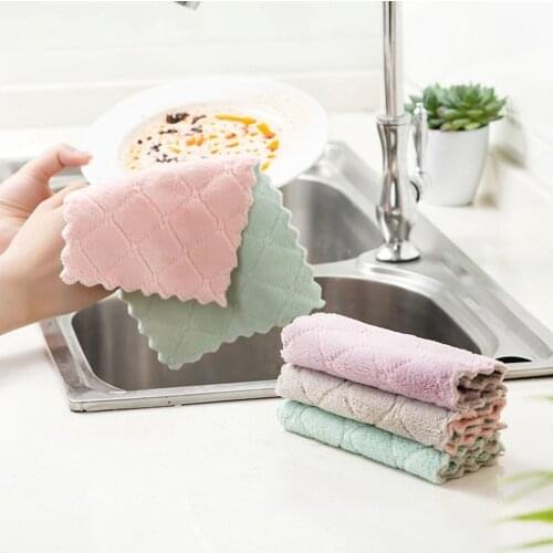 Super Absorbent Microfiber Dish Cloth Non-stick High-efficiency Tableware Household Cleaning Towel Kitchen Gadgets Color Random