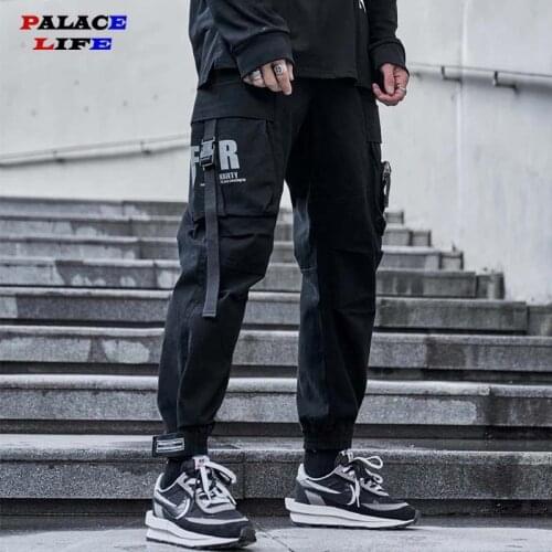Hip Hop Cargo Pants Men High street Harajuku Black Harem Pant Men Cotton Joggers Sweat Pant Tactical Pocket Streetwear
