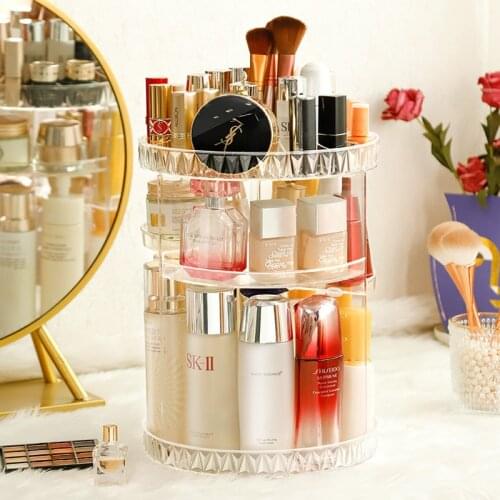 360 Degree Rotation Make Up Organizer Box Cosmetic Organizer Transparent Fashion Spin Multi-Function Detachable Acrylic