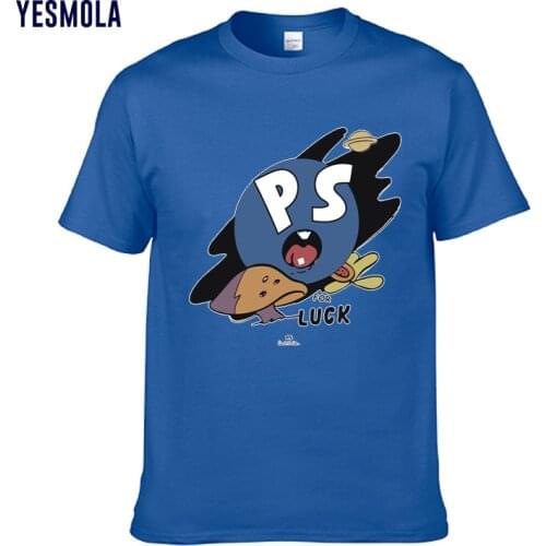 YESMOLA Mens T-shirt Cartoon Print Letter PS Tshirt Trendy O Neck Casual Tshirt Pattern Tee Shirt Unisex Fashion T shirt