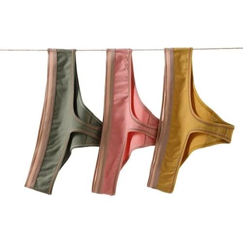 Cotton Woman Thongs Sexy Sports Panties Mulberry Silk Antibacterial G-string Female Underwear Lingerie Dropshipping 3 Pcs/set