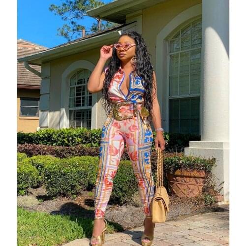 2021 Best Quality Fashion Design 2 pcs Women Set Luxury Print Turn-down Collar Blouse and Long Pants Summer Sexy Outfits