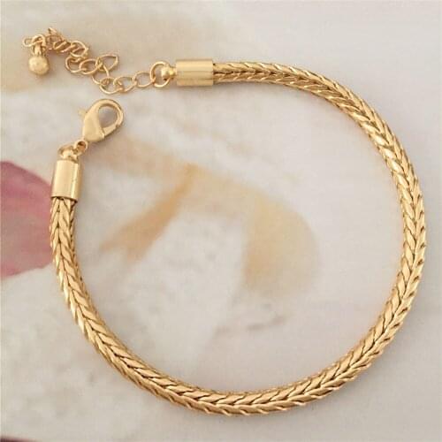 Trendy Gold Color 3D Braided Thick Chain Bracelet For Women Girl Elegant Bohemia Casual Elegant Chunky Decoration Jewelry