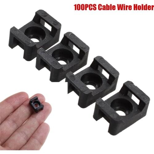 100Pcs Black 4.5mm Width Cable Tie Saddle Type Mount Base Wire Holder USB Charging Data Line Cable Winder Universal