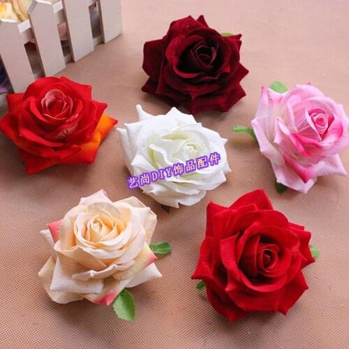 11CM,Large Fabric Artificial Silk Roses Heads,Handmade Home Ornaments,Bridesmaid Flower Bouquet,Florist Arrangements Supplies