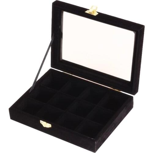 12/24 Grids Velvet Rings Earrings Jewelry Box Case Display Storage Organizer