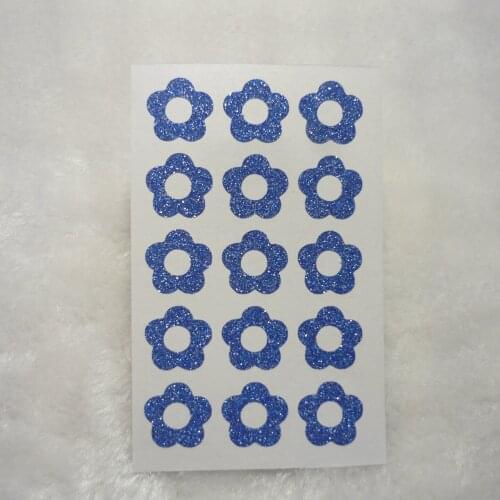 15mm Royal blue glitter Binder Hole Reinforcement Stickers seal with flower shape