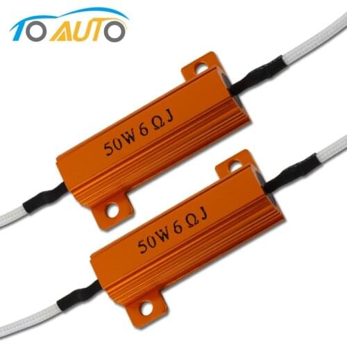 2PCS LED Canbus Decoder 50w 6ohm Load Resistor Anti-Flashing Error Canceller Adapter For DRL Turn Signal Light Fog Lamp 12V