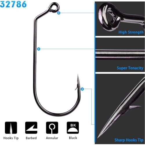 20pcs/lot 1/0#-5/0# High Carbon Steel Offset Jig Hook Crank Fishing Hook Worm Hook For Soft Bait Carp Anzol Jigging Fishhook