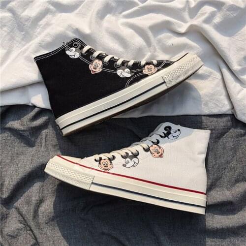 2021 Disney Spring Childrens Canvas Shoes Cartoon Mickey Mouse Girl Sports Shoes Breathable Fashion Boys Student Casual Shoes