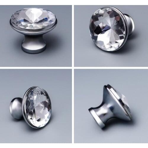 30mm Diamond Shape Crystal Glass Knobs Cupboard Pulls Drawer Knobs Kitchen Cabinet Handles Furniture Handle Hardware Wholesale