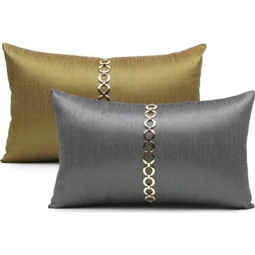 30x50cm luxury golden /grey cushion cover pillowcase sofa decorative metal chain lumbar pillow cover backrest