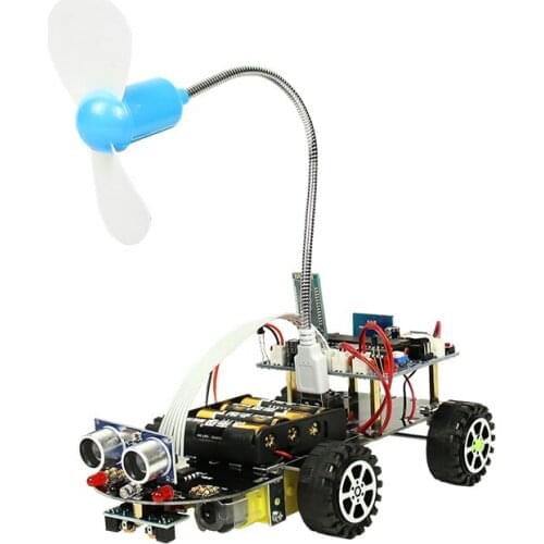 51 Single Chip Microcomputer Smart Car Tracking Ultrasonic Obstacle Avoidance Light-seeking Remote Control Fire Exting