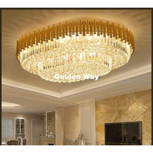 Free Shipping L80cm W60cm LED Crystal Ceiling Lamp Living Room Nordic Golden Home Decoration Ceiling Lighting LED Crystal Lights