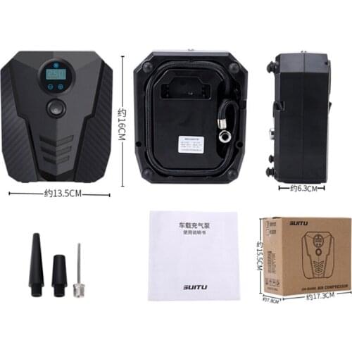 Wireless Air Compressor for Basketball Car Tire Inflator 12V/120W Portable Electric Pump with Analog Pressure Gauge